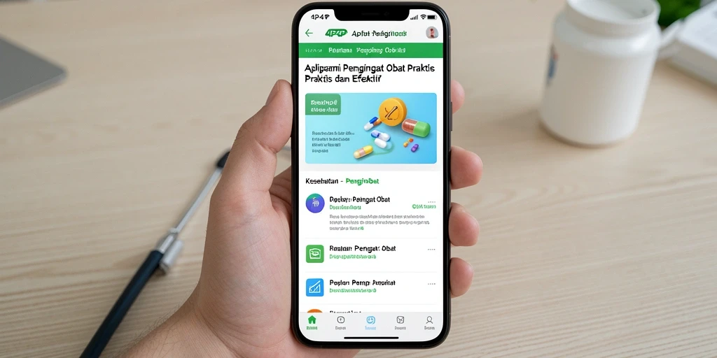Tampilan antarmuka aplikasi 4P4P untuk pengingat obat yang user-friendly.