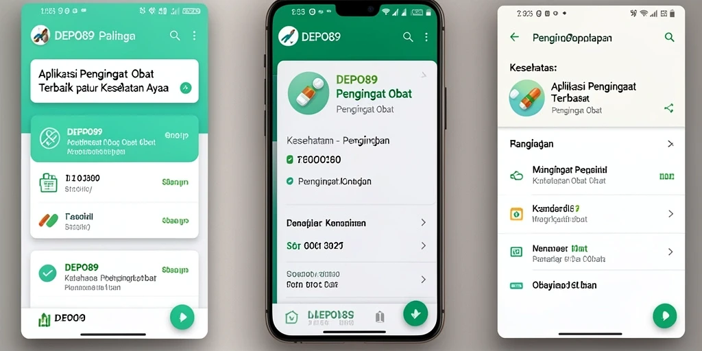 Antarmuka DEPO89 menampilkan pengingat obat yang jelas dan informatif.