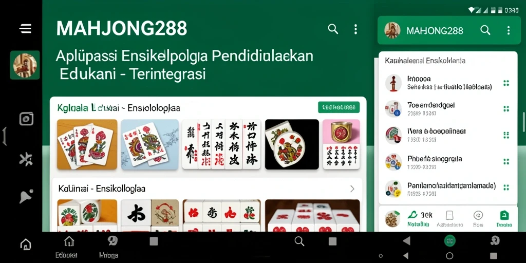Tampilan antarmuka aplikasi Ensiklopedia MAHJONG288 yang informatif.