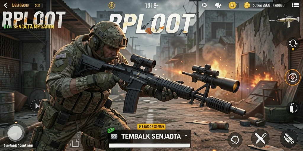 Antarmuka RPLOOT dengan berbagai pilihan senjata dan karakter.